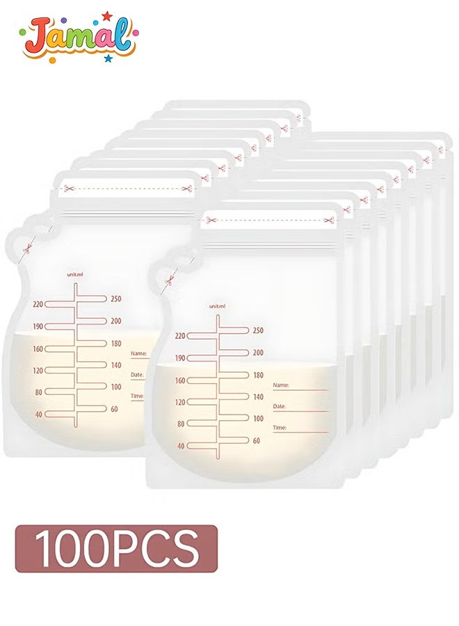 Jamal 100pcs 250ml Breastmilk Storage Bags For Breastfeeding Doubled Sealed Breast Milk Storing Bags BPA Free Self Standing Breastmilk Bags - Image 1
